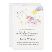 Invitación para Baby Shower con Tema de Unicornio