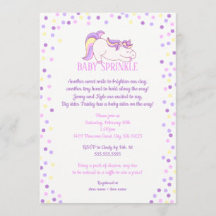 Invitación para baby shower con unicornio. Rosa y