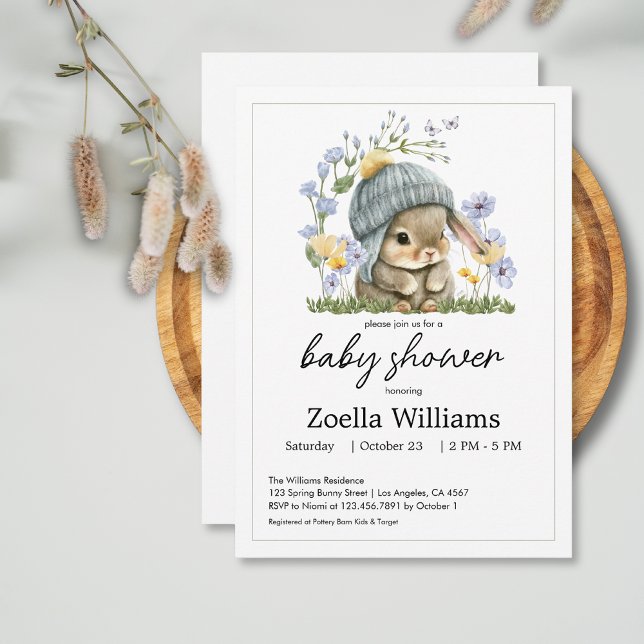 Invitación para Baby Shower Conejito Dulce (Baby Shower Invitation Sweet Little Bunny 6)