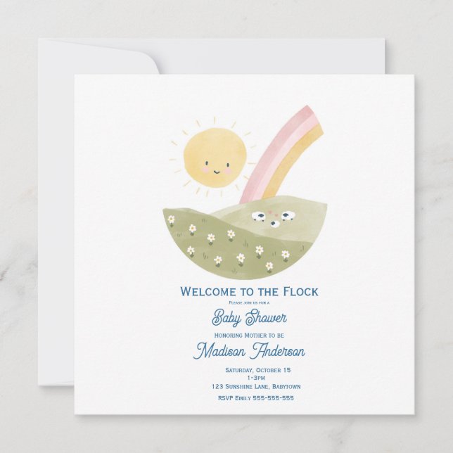 Invitación para Baby Shower Corderito Pequeño Sin  (Anverso)