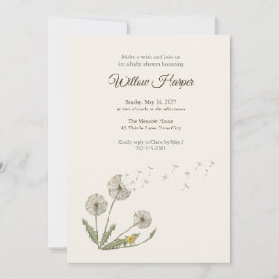 Invitación para baby shower Dandelion Wishes