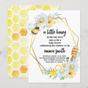Invitación para baby shower de Abeja de Miel Peque