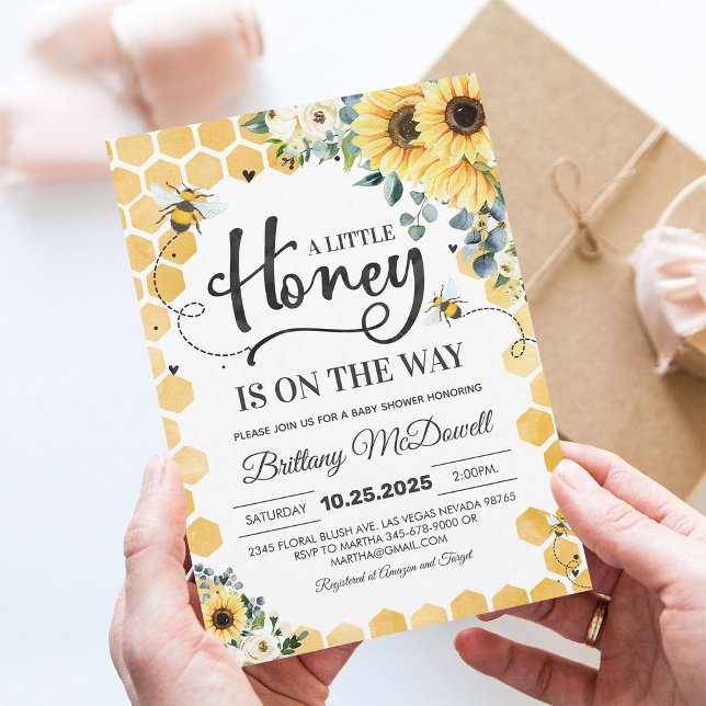 Invitación para Baby Shower de Abeja Honey | Una p (Subido por el creador)