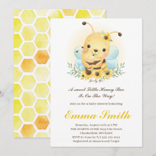 Invitación para Baby Shower de Abeja Pequeña Miel
