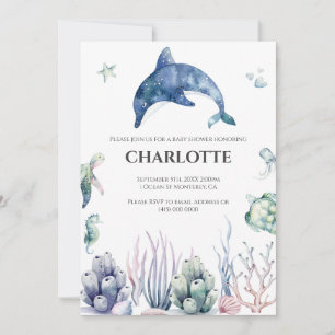 Invitación para Baby Shower de Acuarela Bajo el Ma