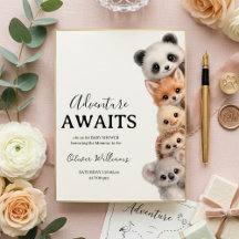 Invitación para Baby Shower de Adorables Animales 