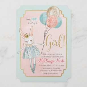 Invitación para baby shower de algún conejito