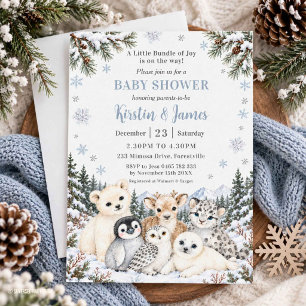Invitación para Baby Shower de Animales Árticos en