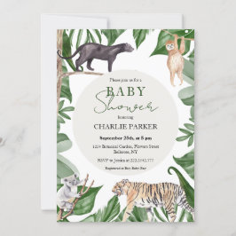Invitación para baby shower de animales de la selv
