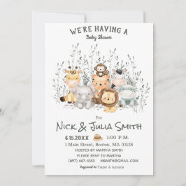 Invitación para baby shower de animales de safari