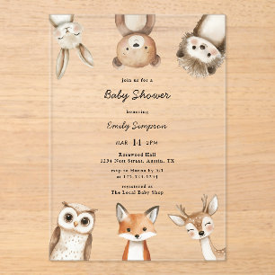 Invitación para Baby Shower de Animales del Bosque
