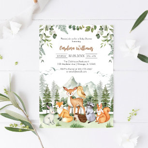 Invitación para Baby Shower de Animales del Bosque