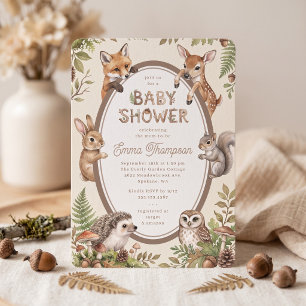 Invitación para Baby Shower de Animales del Bosque