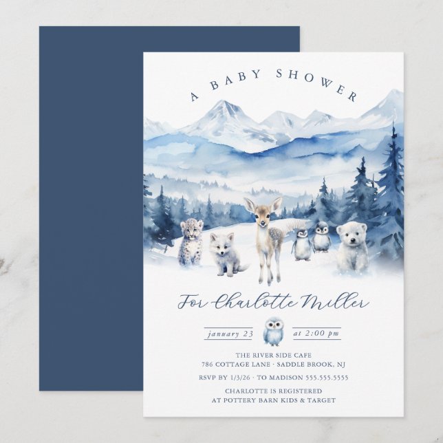 Invitación para Baby Shower de Animales del Bosque (Anverso / Reverso)