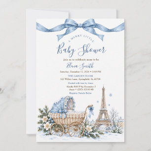 Invitación para baby shower de arco azul de invier