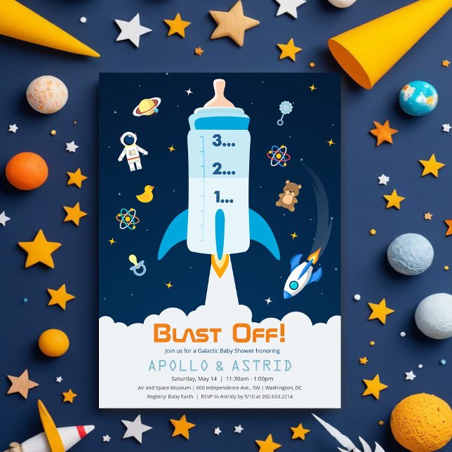 Invitación para baby shower de astronauta espacial (Subido por el creador)