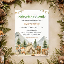 Invitación para Baby Shower de Aventura en el Bosq