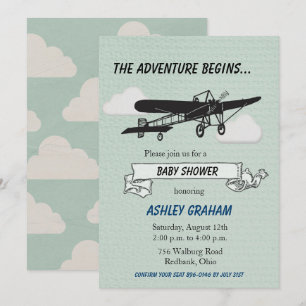 Invitación para Baby Shower de Avión