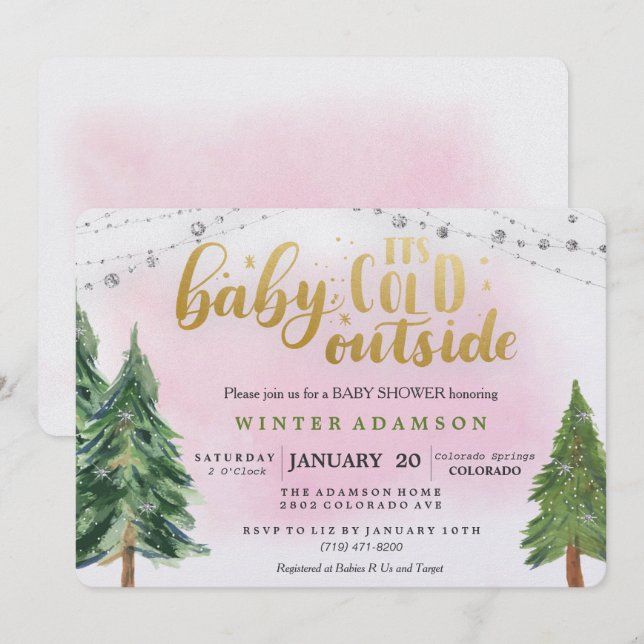 Invitación para Baby Shower de Baby It's Cold Outs (Anverso / Reverso)