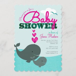 Invitación para Baby Shower de Ballena - Niña