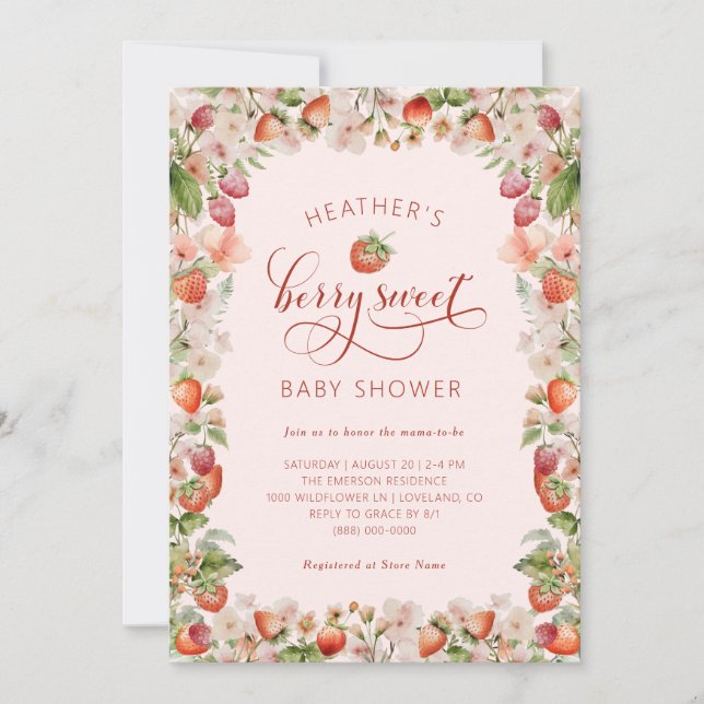 Invitación para Baby Shower de Bayas (Anverso)
