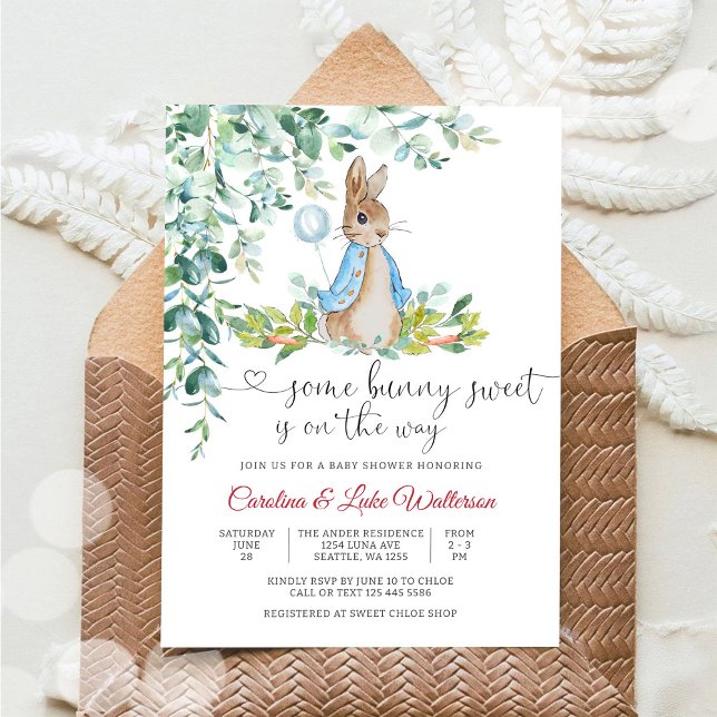 Invitación para Baby Shower de Bebé Globo de Conej (Subido por el creador)