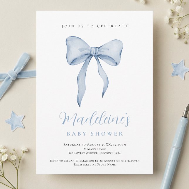 invitación para baby shower de Blue Bow Boy (Subido por el creador)