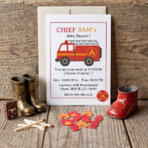 Invitación para baby shower de bombero
