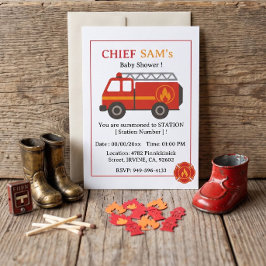 Invitación para baby shower de bombero