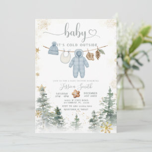 Invitación para baby shower de bosque: Está frío a