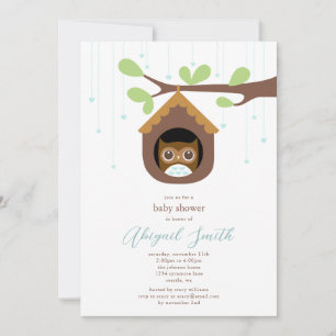 Invitación para baby shower de búho