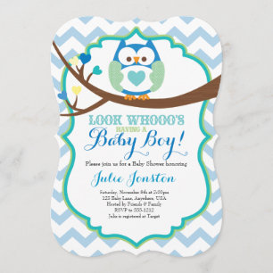 Invitación para baby shower de búho