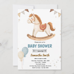 Invitación para baby shower de caballo mecedor