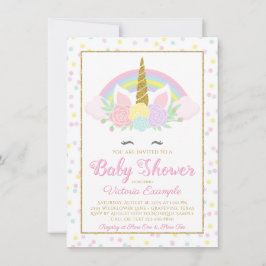 Invitación para Baby Shower de Cara de Unicornio c