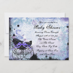 Invitación para baby shower de Carruaje Negro Mora
