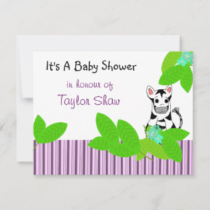 Invitación para baby shower de cebra pequeña