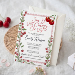 Invitación para Baby Shower de Cereza