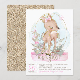 Invitación para baby shower de Ciervo Pequeño Dulc
