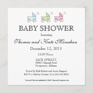 Invitación para Baby Shower de Cochecito de Pastel