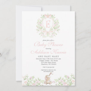 invitación para baby shower de conejito niña