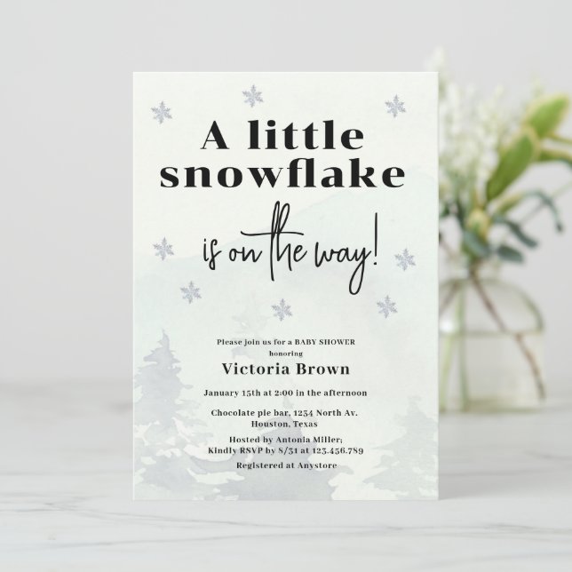 Invitación para Baby Shower de Copo de Nieve Peque (Anverso de pie)