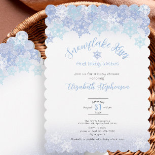 Invitación para Baby Shower de Copos de Nieve Azul