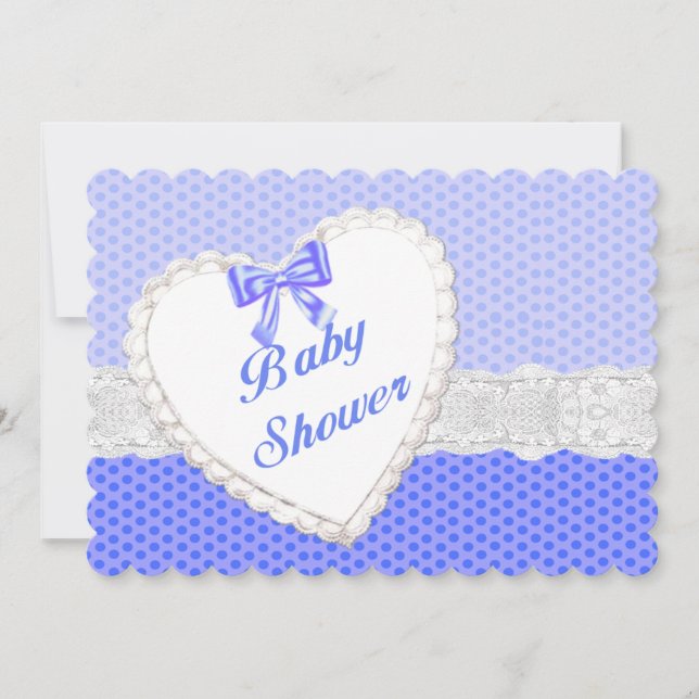 Invitación para Baby Shower de Corazón de Encaje c (Anverso)