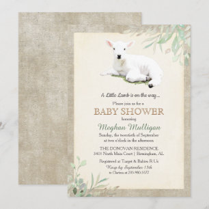 Invitación para Baby Shower de Corderito