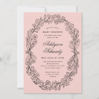 Invitación para baby shower de corona de flores