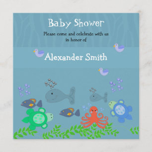 Invitación para baby shower de criaturas marinas