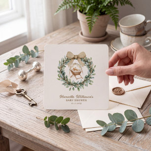 Invitación para baby shower de cuna de acuarela co