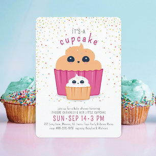 Invitación para Baby Shower de Cupcake de Mamá y B