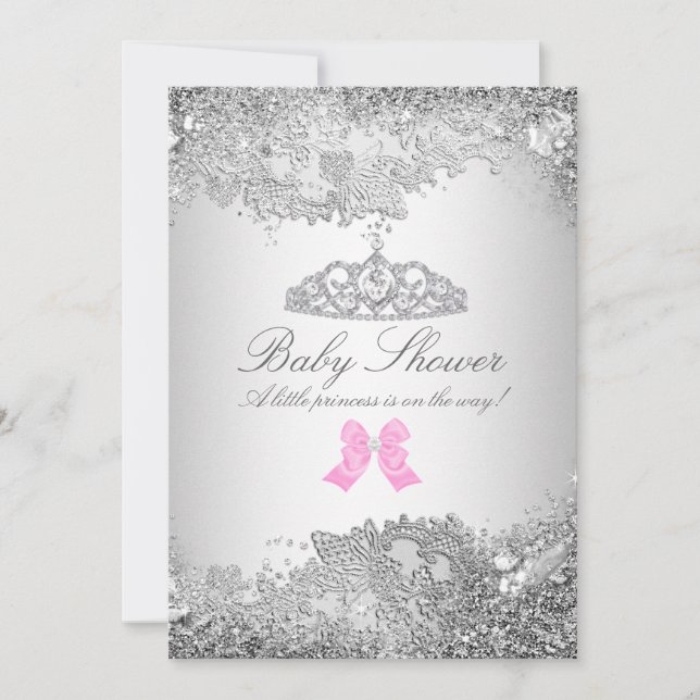 Invitación para Baby Shower de Diamantes y Tiara d (Anverso)