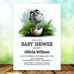 Invitación para baby shower de dinosaurio